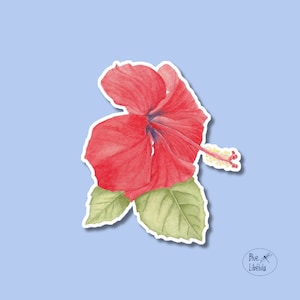 Hibiscus Flower Sticker, Floral Sticker for Water Bottle, Hibiscus sticker, Watercolor Sticker for Laptop, Watercolor Flower Sticker
