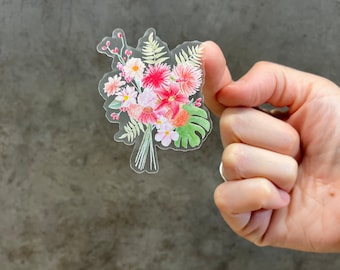 Wildflowers Bouquet  Clear Sticker, Wildflower Sticker for Laptop, Hydroflask, Car, Planner.