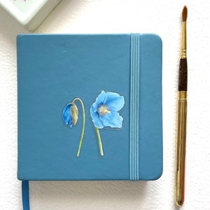 Adesivo de carro com flores, adesivos de papoula, conjunto de adesivos de papoula azul aquarela, adesivo floral para laptop, agenda e garrafa térmica, decalque para veículo