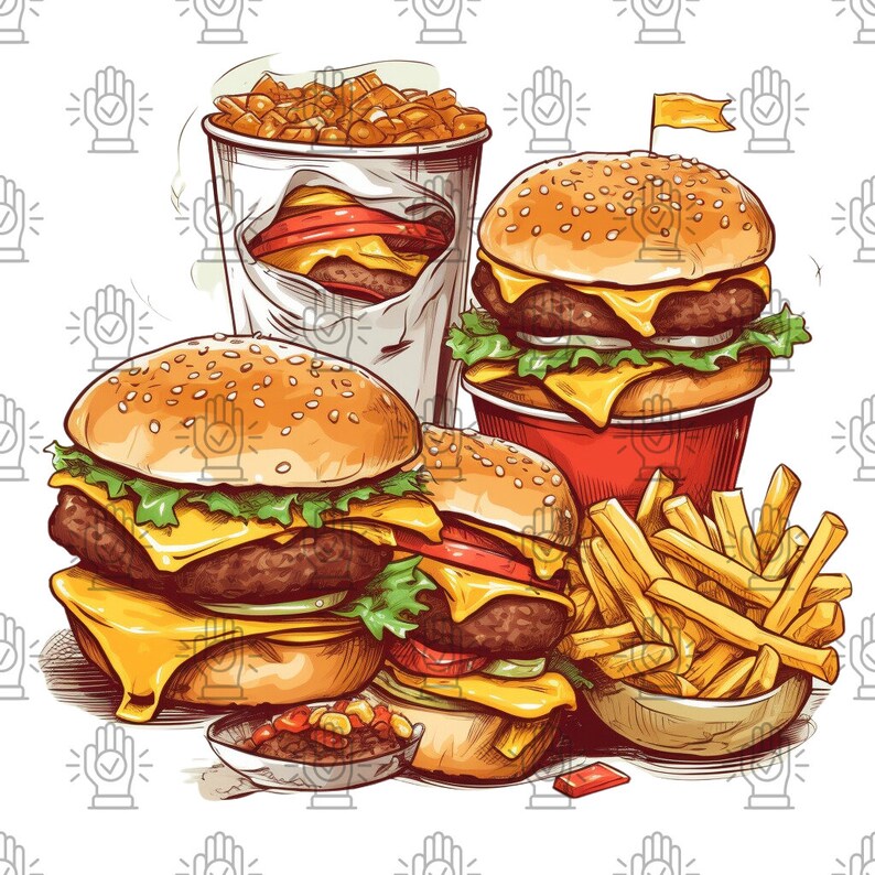 Fast Food Clipart Burger - Etsy