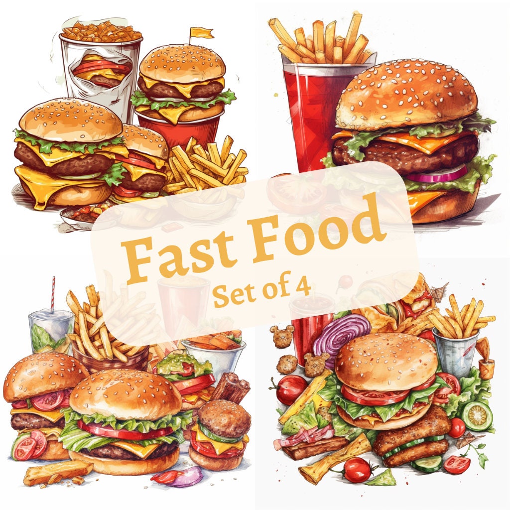 Fast Food Clipart Burger - Etsy