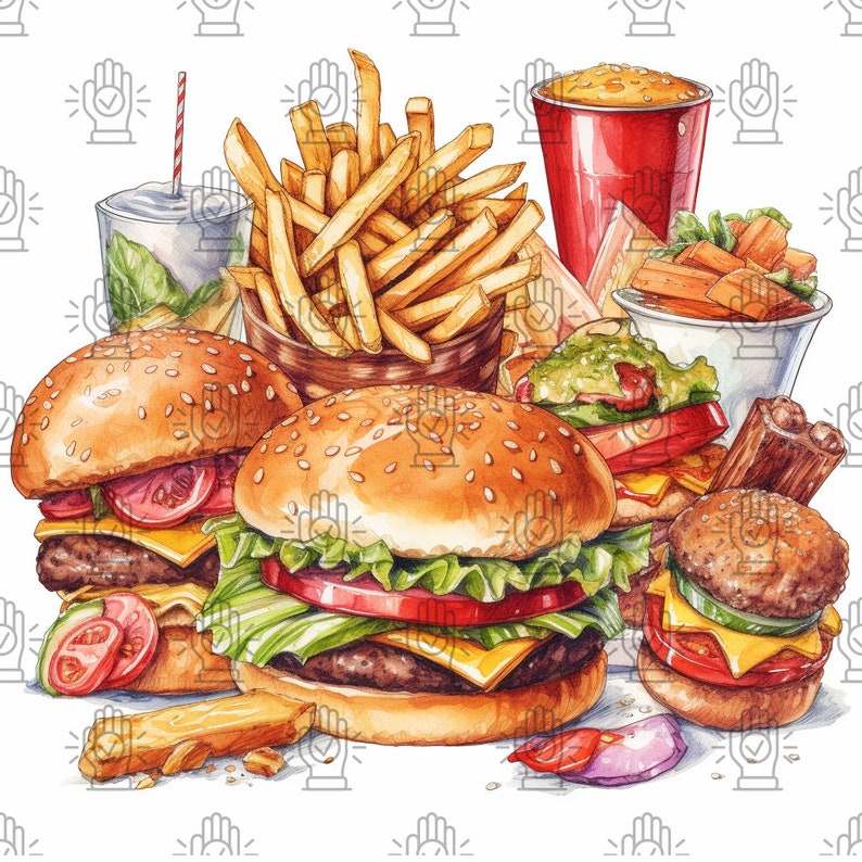 Fast Food Clipart Burger - Etsy