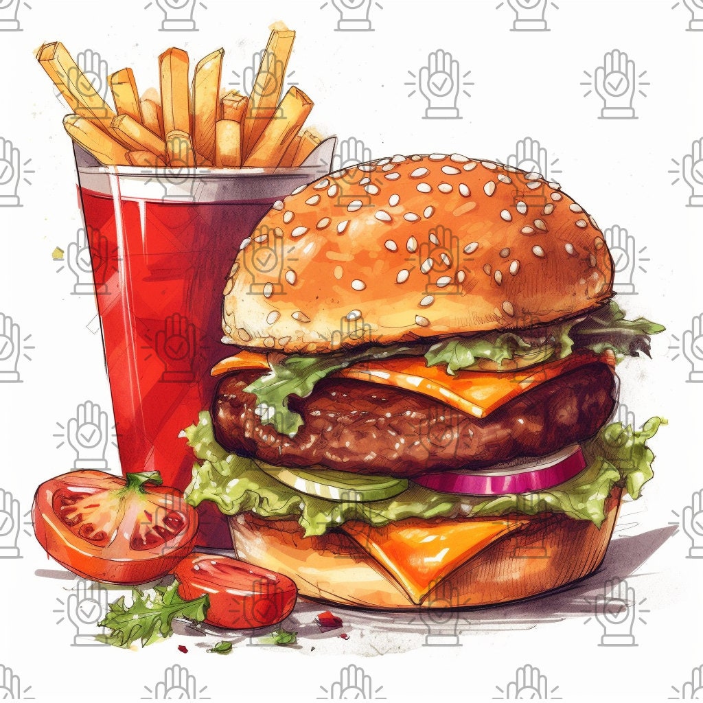 Fast Food Clipart Burger - Etsy