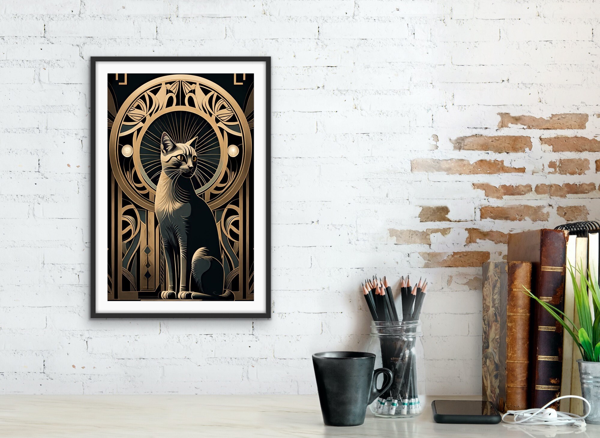 Art Deco Cat V 4 Etsy