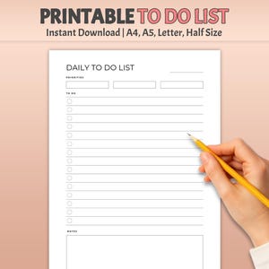 To-Do Liste zum Ausdrucken: Minimalistischer Aufgabenplaner (Größen A4/A5/Letter/Half Letter)