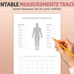 Body Measurement Tracker: 4-Week Fitness Progress Sheet (A4/A5/Letter/Half PDF)