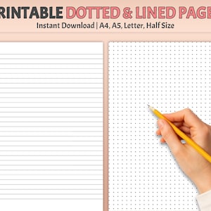 Lined & Dotted Notes Page Printable Template, Note Taking, Writing Paper, Notes Planner Insert, A4/A5/Letter/Half Size, !BIG DOTS!