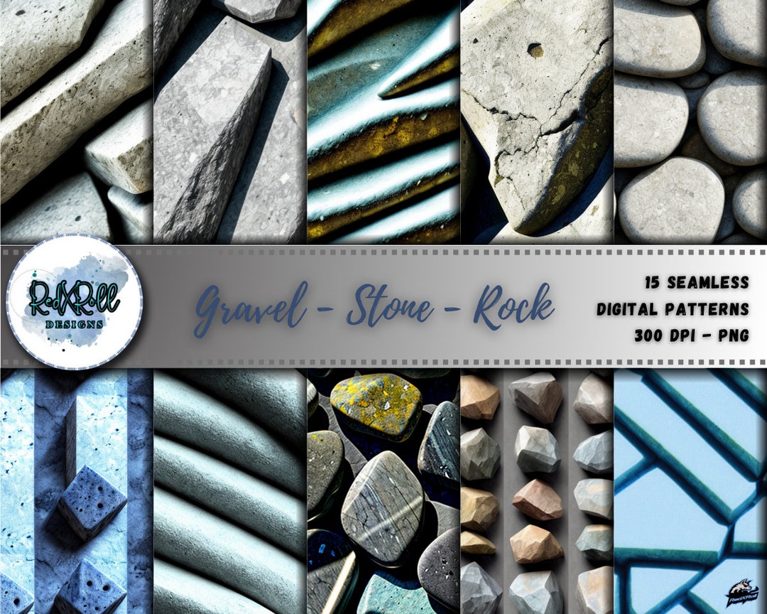 Scrapbook Rocks Gravel, Stone, Rock Seamless Tile Set for Digital Scrapbooking, for ...