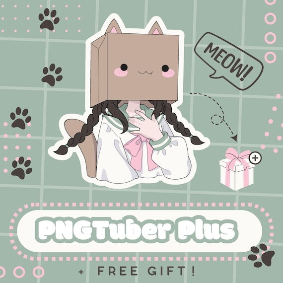 Pre-Made PNGTuber Cat Girl Avatar | Multi-App Ready | PNGTuber Plus, Veadotube Mini, Discord Reactive | + FREE Twitch Banner Canva Template