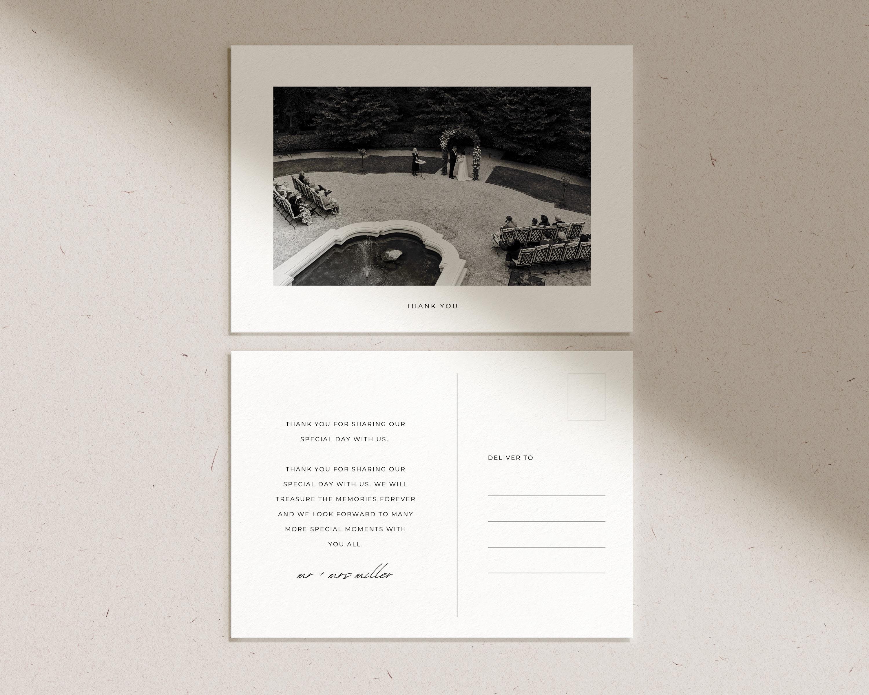 Modern Minimal Wedding Thank You Postcard | Canva Editable Template ...