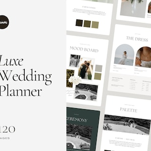 Planificador de bodas personalizable, plantilla Canva de más de 120 páginas (descarga digital)