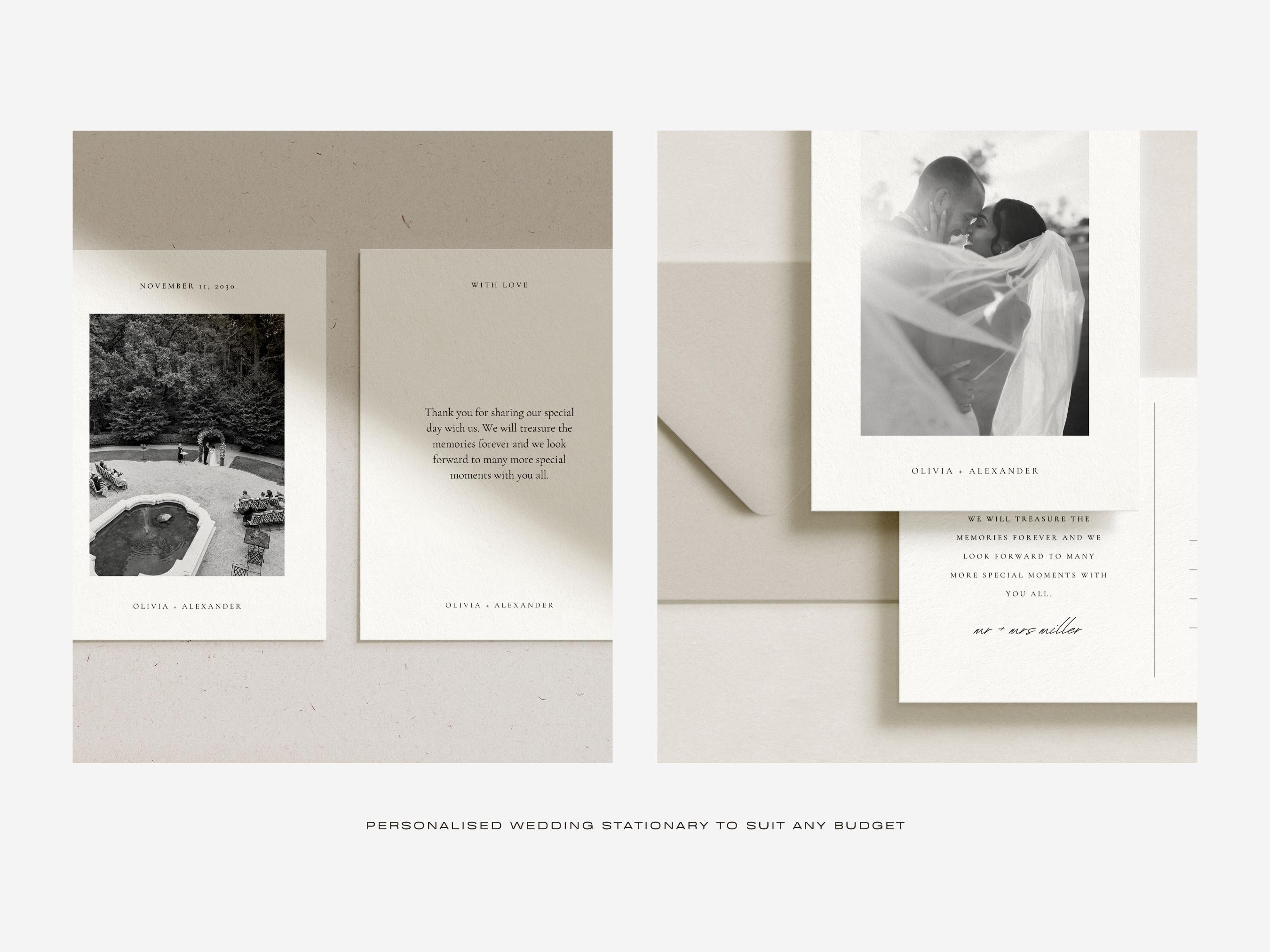 Modern Minimal Wedding Thank You Postcard | Canva Editable Template ...