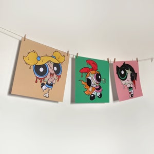 Powerpuff Girls, Zombie Bubbles Print, Original Illustration image 2