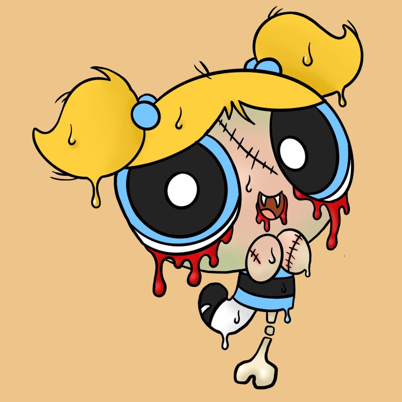 Powerpuff Girls, Zombie Bubbles Print, Original Illustration image 4