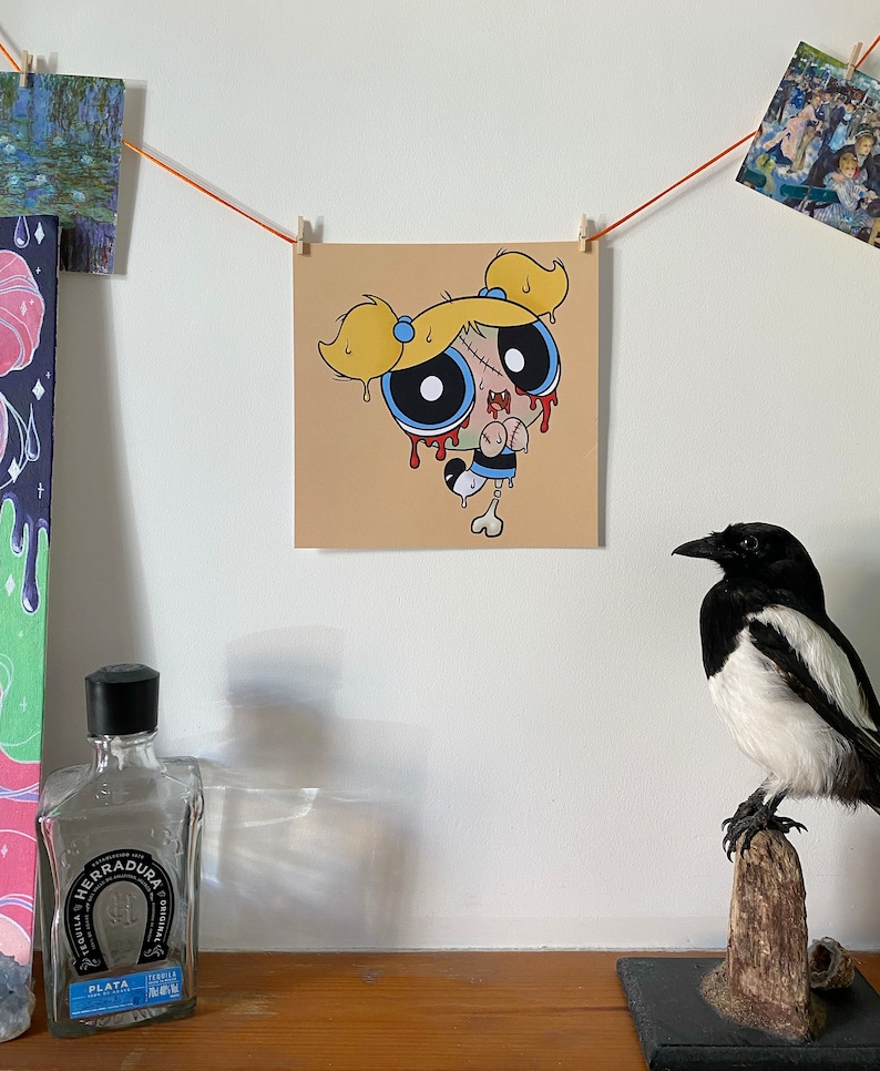 Powerpuff Girls, Zombie Bubbles Print, Original Illustration image 3