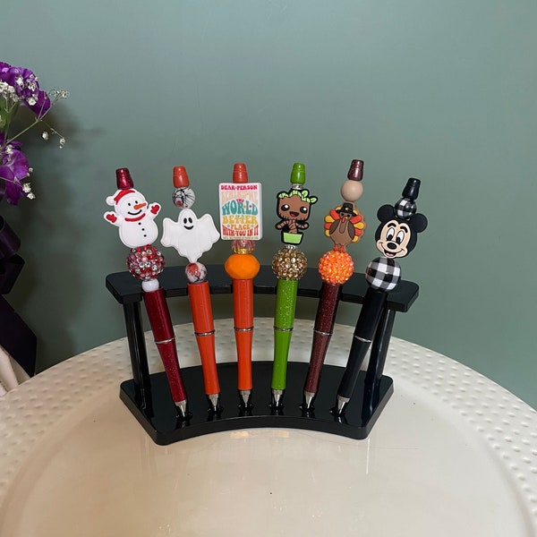 Artisan Inspired Beaded Pens with Silicone Focals Snow Man Turkey Inspirational Ghost Groot Mickey Mouse
