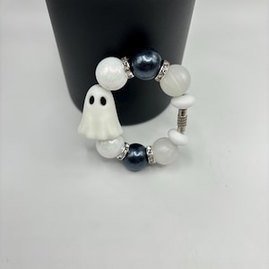 Handmade Silicone Beaded Stanley Cup Charm Tumbler Handle Charm Tumbler Accessories Bag Charm Halloween Glow in the Dark Ghost Cup Charm