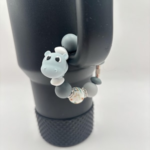 Stanley Cup Accessories | Tumbler Accessories | Cup Handle Bracelet | Stanley Cup Charm | Hippopotamus Hippo Handle Charm | Safari Animal