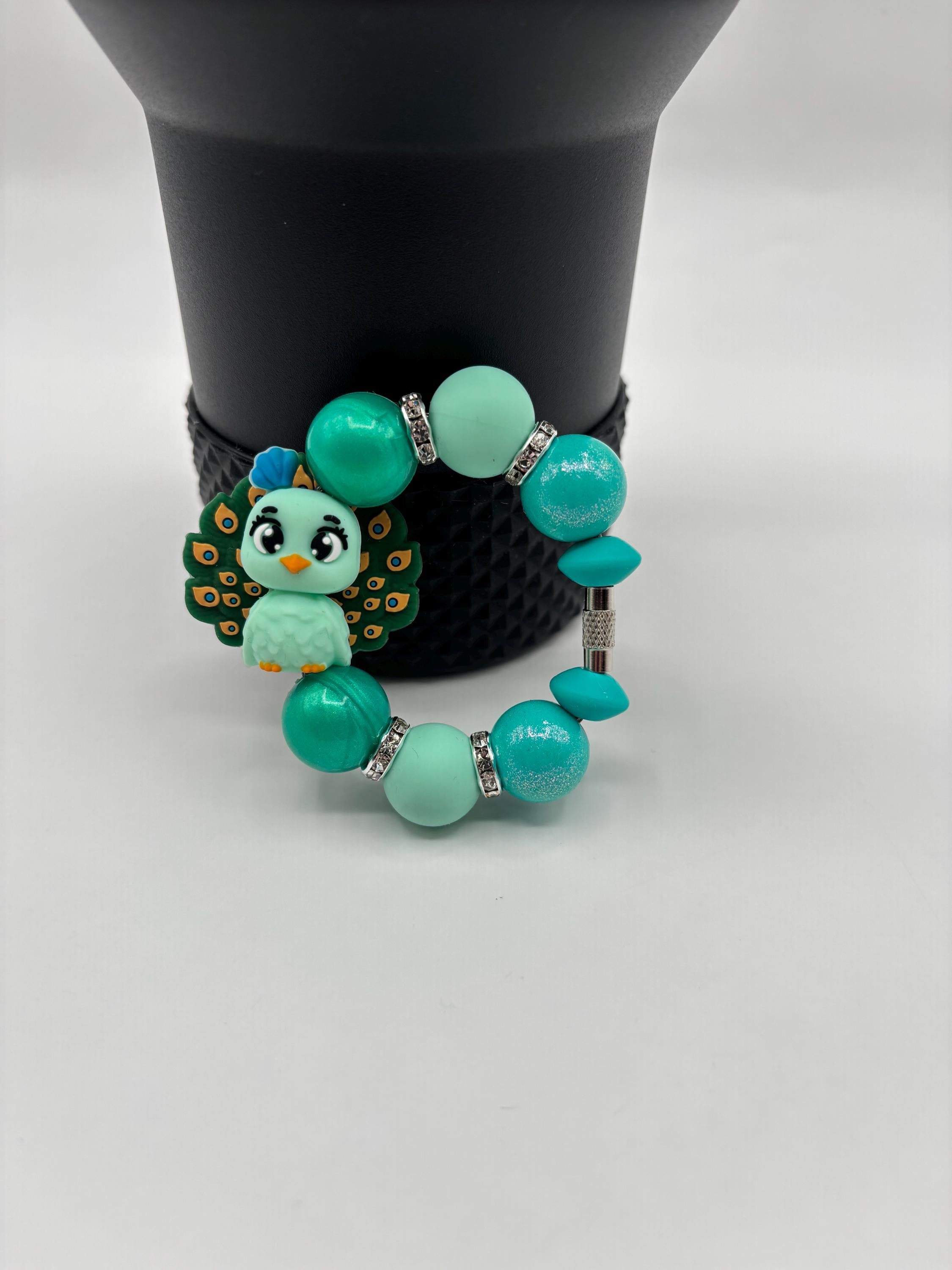 Stanley Beverage Cup Charm | Tumbler Charm | Stanley Accessories | Stanley Cup Charm | Cup Handle Charm | 3D Pretty Peacock Animal Charm