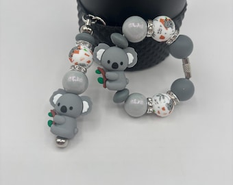 Tumbler Bracelet Accessories, Koala Bear Cup Charm, Straw Dangles, 3D Silicone Animal Accessory
