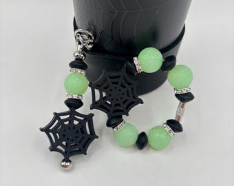 Halloween Stanley Charms Set, Spider Web Handle Bracelets, Web Glow Straw Accessories