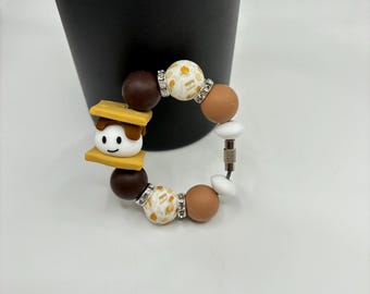 Beadable Silicone Focal Bead Beaded Cup Charm Cup Accessories S’mores Smore Cup Charm Camping Glamping Bonfire Food Foodie Themed