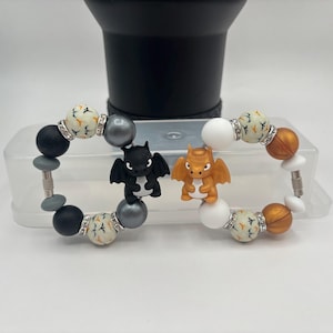 Stanley Cup Accessories | Tumbler Accessories | Cup Handle Bracelet | Stanley Cup Charm | 3D Dragon Handle Charm | Dragons Books Fire Breath