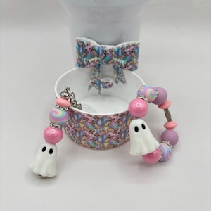 Bows Halloween Ghost Stanley Accessories, Tumbler Cup Charms, Handle Bracelets, Straw Toppers, Silicone Boots