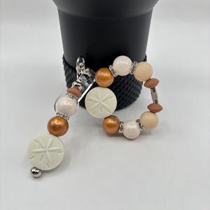 Stanley Cup Accessories | Tumbler Accessories | Cup Handle Bracelet | Stanley Cup Charm | Sand Dollar Charm | Straw Dangle | Summer Beach