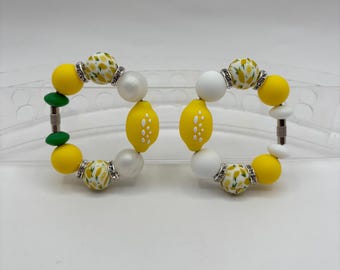 Summer Lemon Tumbler Charms Set, Focal Beads, Handle Bracelets Straw Accessories