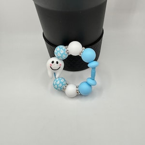 Beadable Silicone Focal Bead Beaded Cup Charm Stanley Tumblers Cup Accessories 3D Tooth Dentist Dental Hygienist Tooth Fairy Handle Charm