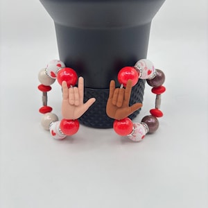 Stanley Cup Accessories | Tumbler Accessories | Cup Handle Bracelet | Stanley Cup Charm | ASL Hand Signal | I Love You Handle Bracelet Charm