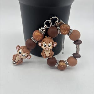 Monkey Stanley Accessories, 3D Silicone Monkies Handle Bracelet Cup Charms, Straw Dangles