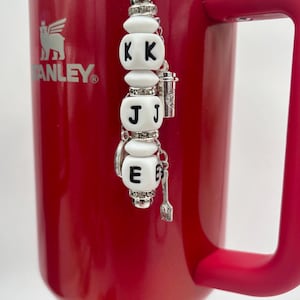 Stanley Cup Accessories | Tumbler Accessories | Stanley Straw Dangle | Customized Initial Keychain Zipper Pull Straw Charm