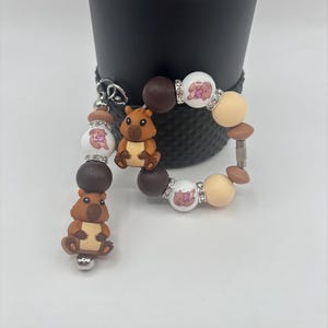 Stanley Cup Accessories | Tumbler Accessories | Cup Handle Bracelet | Stanley Cup Charm | 3D Capybara Tumbler Charm | Silicone Focal Beads