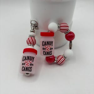 Pepparmint Twist-tillbehör, Polkagrissvirvel-armband med Stanley Cup-handtag, Halsduksset med sugrör