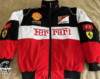 Veste de course Ferrari - Veste Ferrari F1 brodée - vestes de course classiques rétro - en 2 styles
