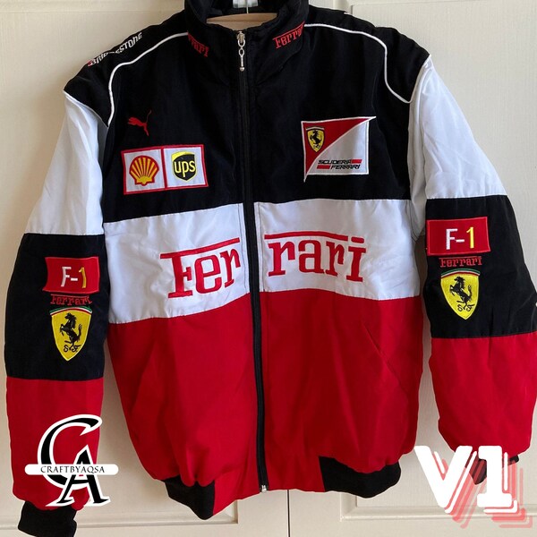 Ferrari racing jacket - Embroidered Ferrari F1 Jacket - retro classic racing jackets - in 2 styles