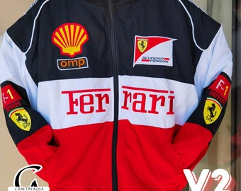 Veste de course Ferrari - Veste Ferrari F1 brodée - vestes de course classiques rétro - veste street wear des années 90 - cadeau pour lui