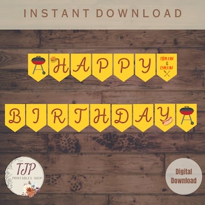 Happy BBQ Birthday Banner for BBQ Party Banner for Birthday Barbeque Printable Banner Sign for Birthday BBQ Party BBQ01