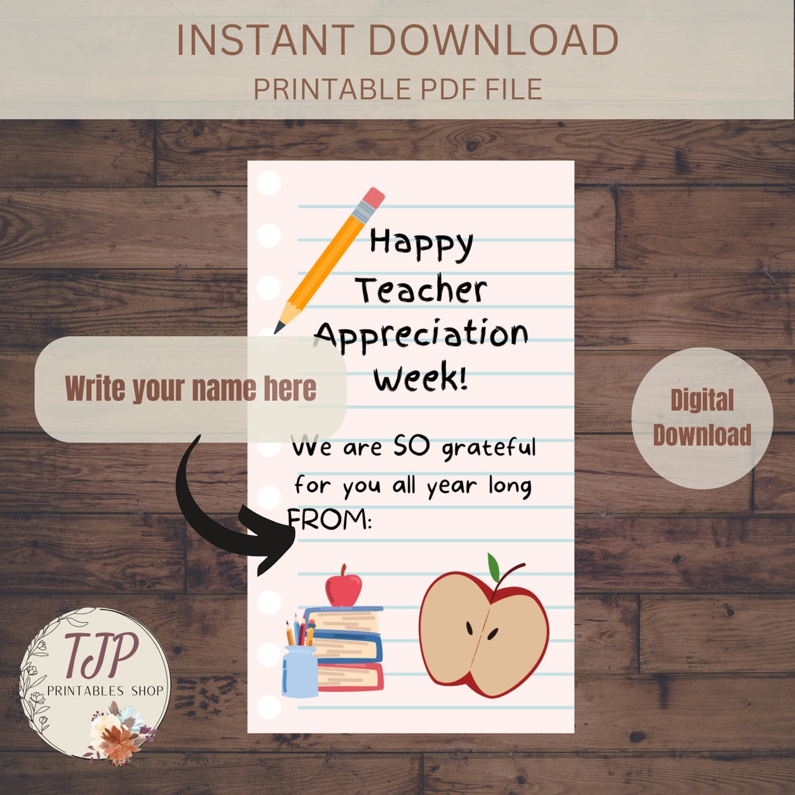 Teacher Appreciation Gift Tag Printable Thank You Tag for Teacher ...