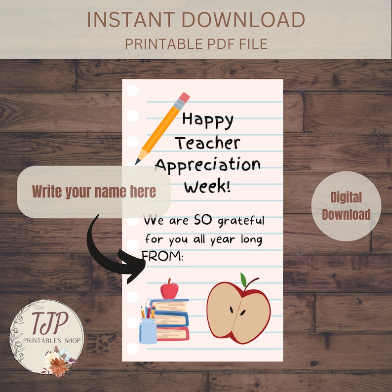 Teacher Appreciation Gift Tag Printable Thank You Tag for - Etsy