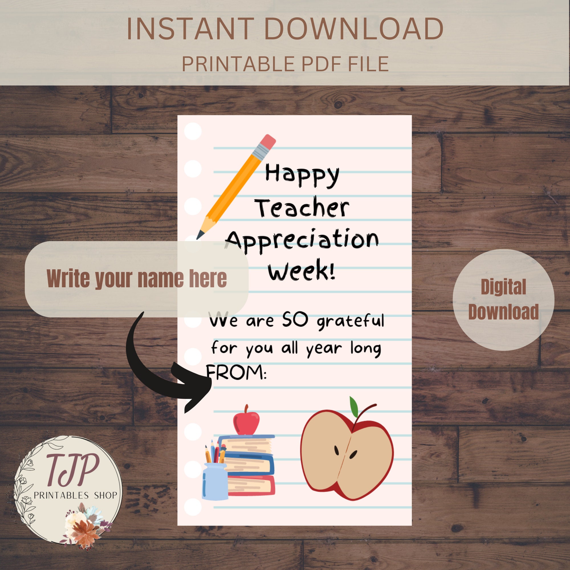 Teacher Appreciation Gift Tag Printable Thank You Tag for Teacher ...