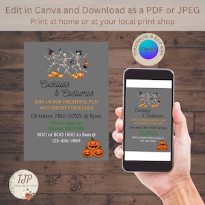 Halloween party invitation for Cocktail Halloween invitation for Costume party invitation for Cocktail Costume Party Invite
