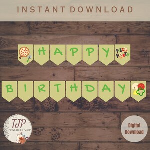 Pizza Party Birthday Banner for Pizza Party Banner for Birthday Pizza Party Printable Banner Sign for Birthday Pizza Party PZA01