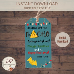 Christmas Neighbor Gift Tag, Neighbor Holiday gift tag, Printable Holiday gift tag, Holiday favor tag, Xmas gift tag, Holiday Gift Tag
