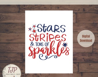 4th of July Party Decor for fourth of July digital download party decorations for 4th of July printable