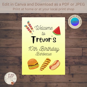 BBQ Welcome sign for Barbeque birthday Party welcome sign for Birthday Invitation for bbq party for summer birthday party BBQ01