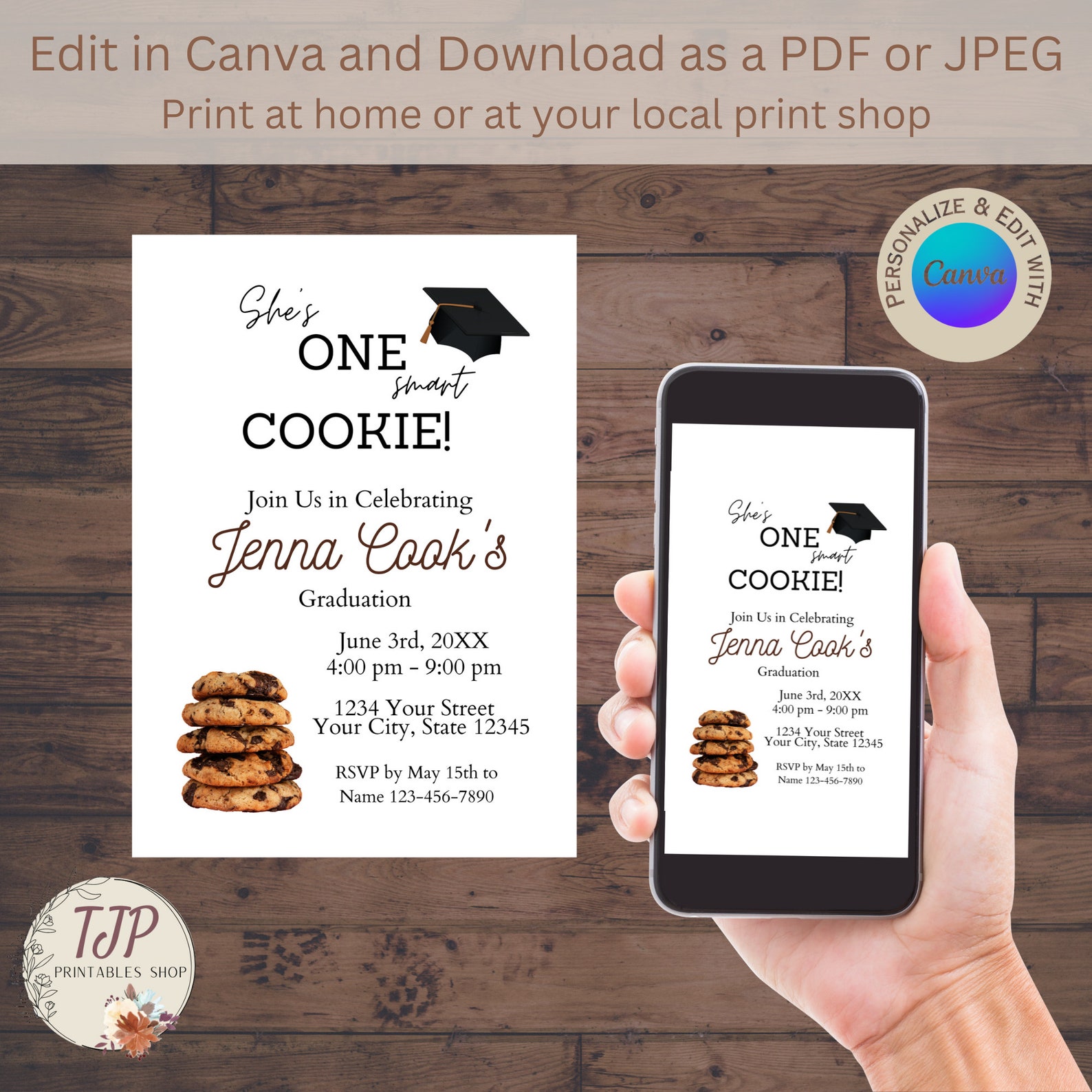 Printable Graduation Invitation, She Did It Graduation Invite, He Did