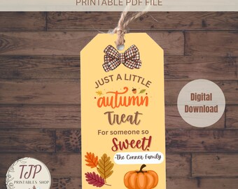 Herfst gunst tag, herfst traktatie tag, herfst personeel waardering tag, herfst cadeau tags, afdrukbare herfst cadeau tag, herfst cadeau mand tag